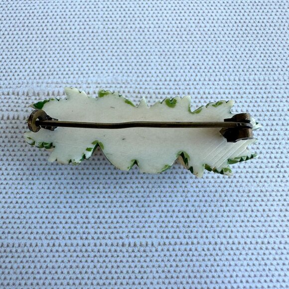 Antique Carved Celluloid Rose Floral Brooch - Picture 4 of 12